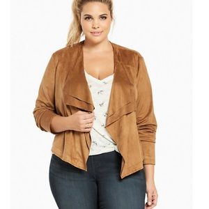 Torrid Faux Suede Swing Front Jacket brown